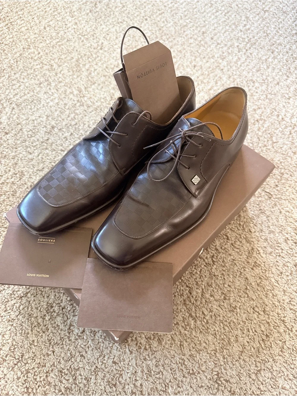 Louis Vuitton Men's Dark Brown Leather Oxford Shoes